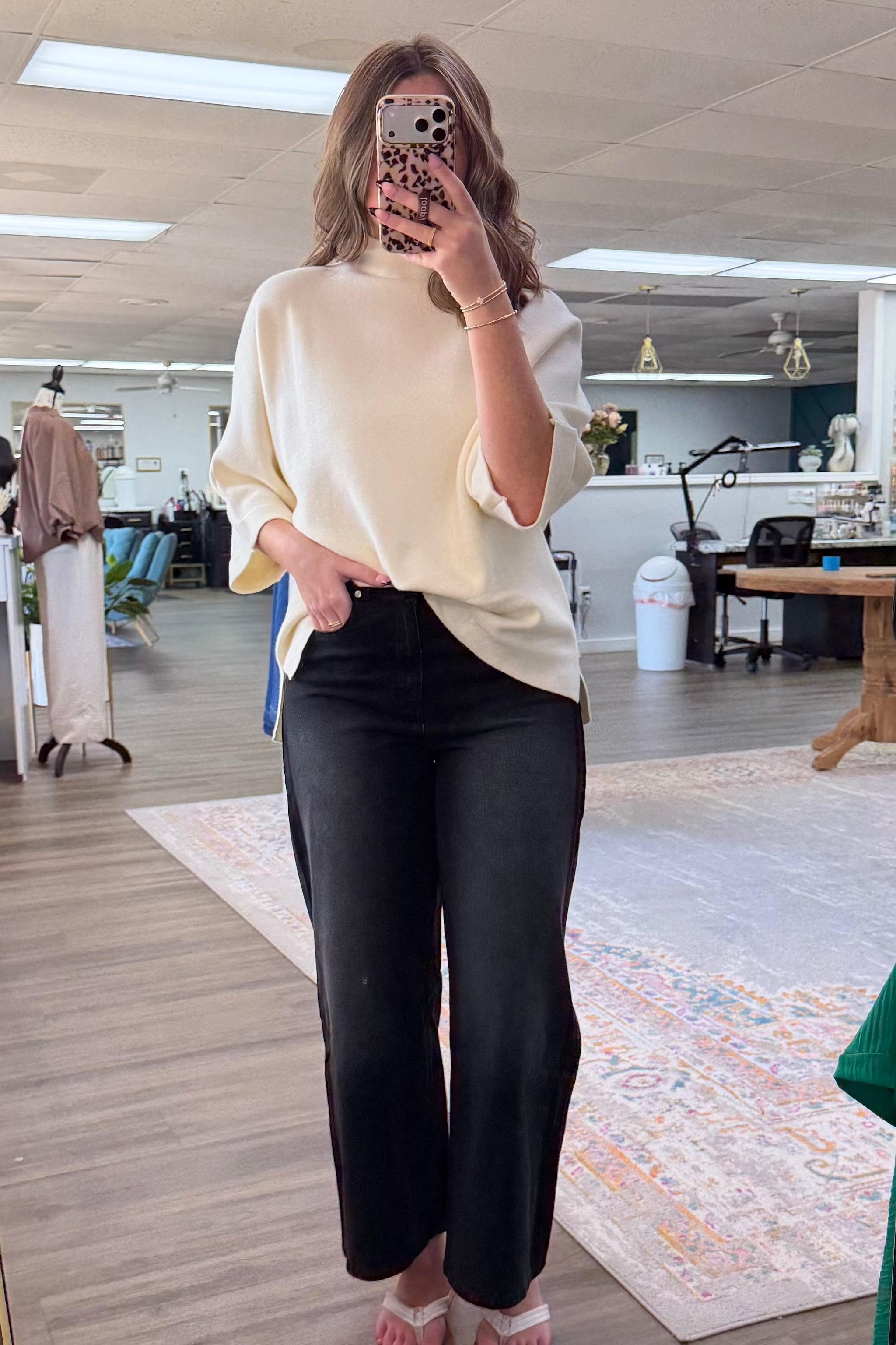 Cream Mock Neck Sweater