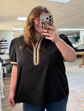 Black & Neutral Puff Sleeve Top