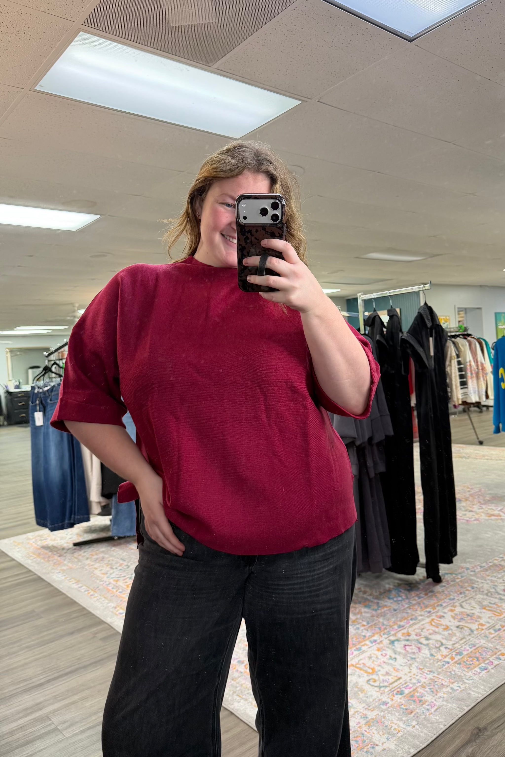 Crimson Mock Neck Sweater